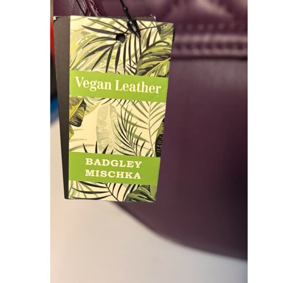 Badgley Mischka Quilted Chloe Pearl Handbag in Plum-NWT - Picture 3 of 8